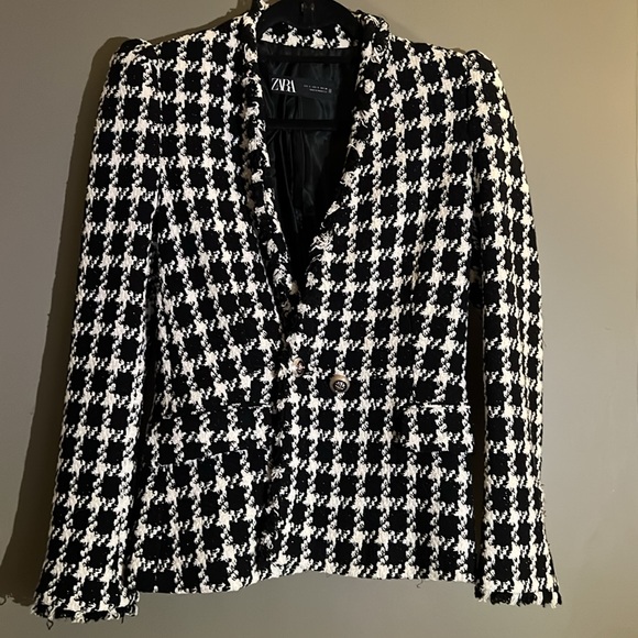 💕 Zara Tweed Houndstooth Blazer S 💕 - Picture 4 of 16